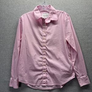 Rochelle Behrens The Shirt Womens Medium Pink Collared Button Front Tuckernuck